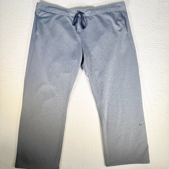 Nike Athletic Wide Leg Workout Pants Stretchy Womens Size 2x Gray Fleece Swoosh - Picture 1 of 6